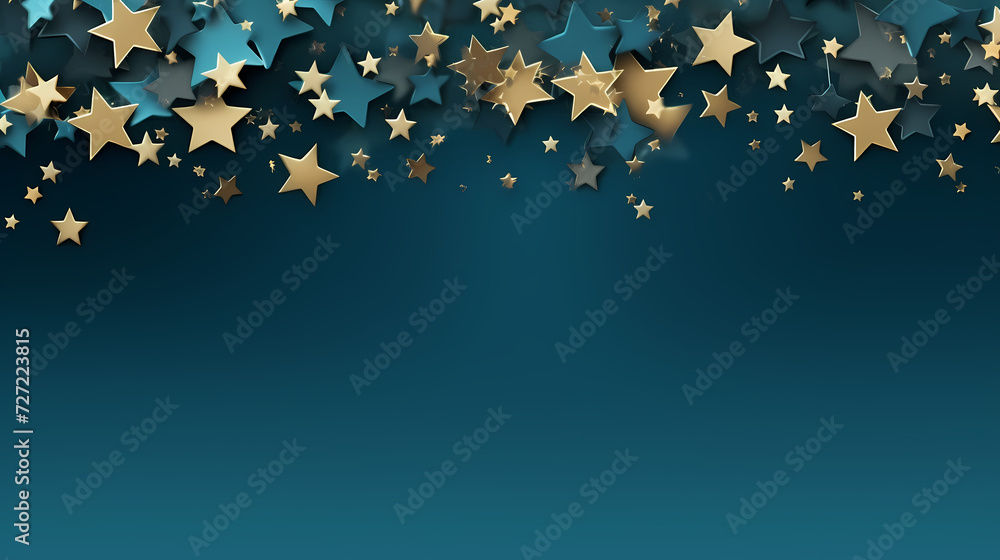 Flat lay composition for festive background with festive decorations and stars Flat lay composition for festive background with festive decorations and stars