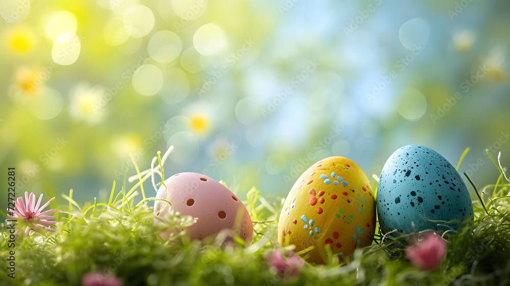 Group of Eggs Resting on a Lush Green Field Group of Eggs Resting on a Lush Green Field