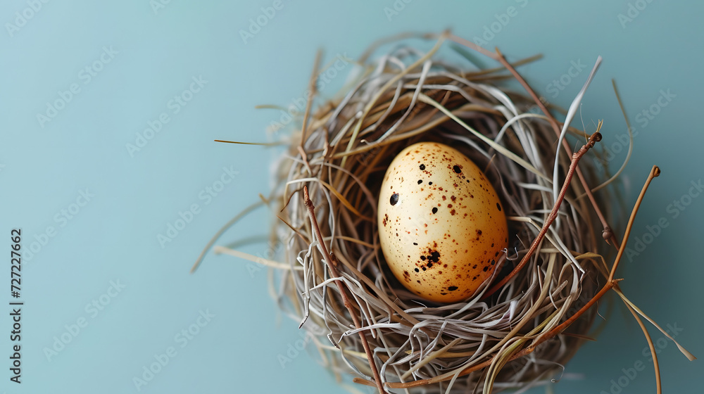 Obraz premium A Birds Nest With an Egg in It