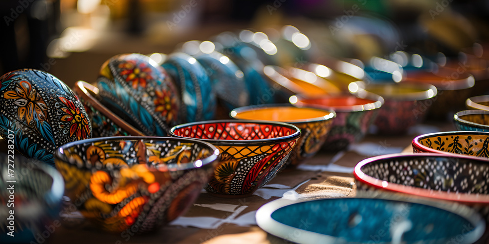 Classical and traditional colorful ceramics on the grand bazaar.AI Generative 