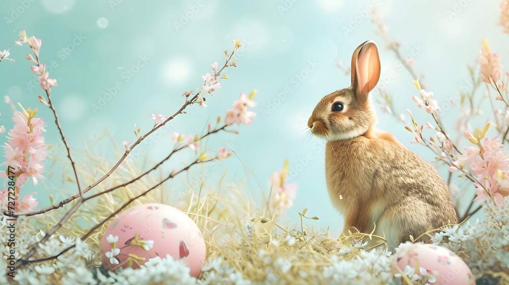 Rabbit Sitting in a Field of Flowers Rabbit Sitting in a Field of Flowers