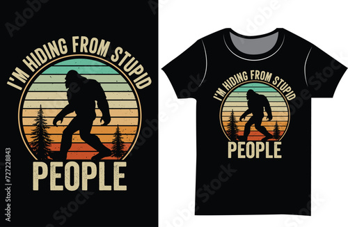 Bigfoot vector graphics Retro vintage t-shirt design.