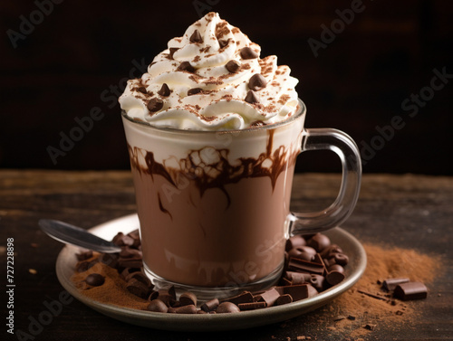 A decadent hot chocolate adorned with fluffy whipped cream, labeled as 00144 03 rl.