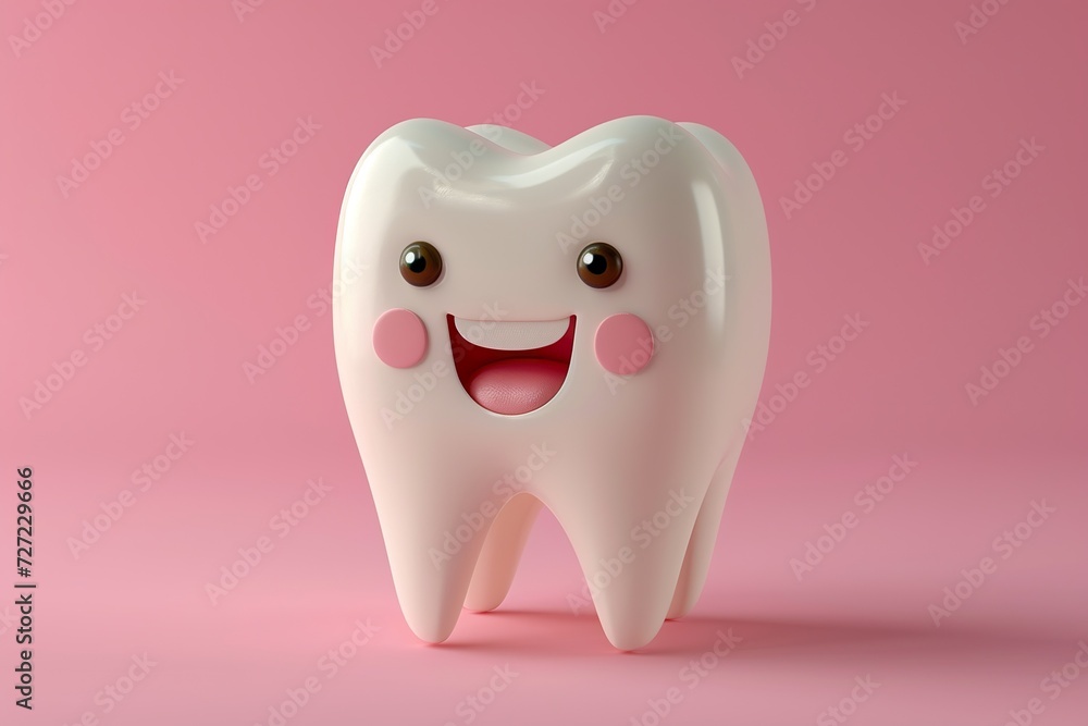 White cartoon Tooth, dental character or mascot,Oral health and dental inspection teeth, 3d rendering White cartoon Tooth, dental character or mascot,Oral health and dental inspection teeth, 3d rendering