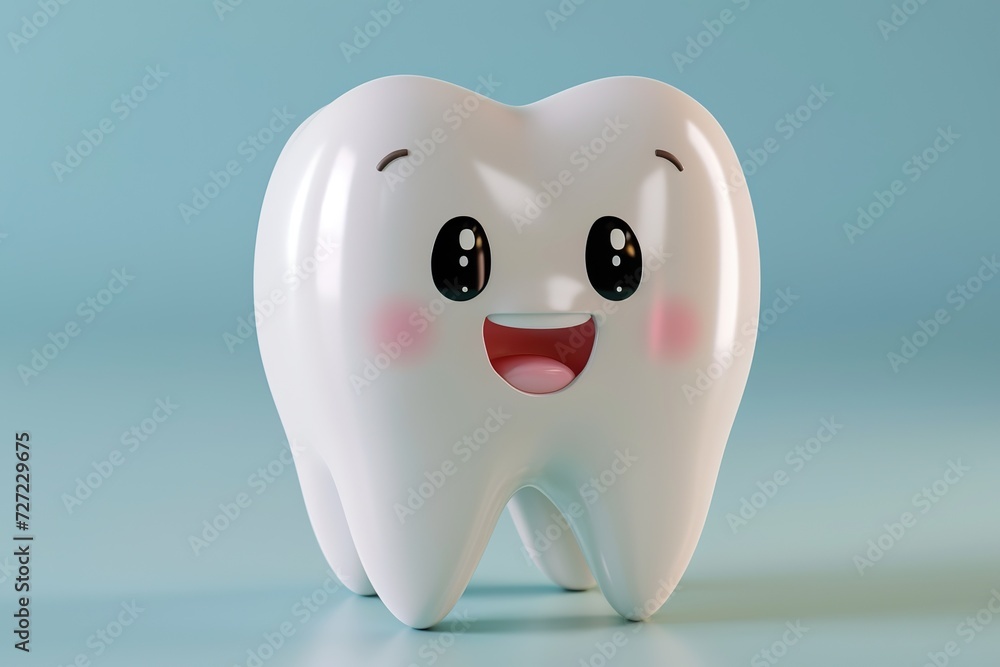 White cartoon Tooth, dental character or mascot,Oral health and dental inspection teeth, 3d rendering White cartoon Tooth, dental character or mascot,Oral health and dental inspection teeth, 3d rendering