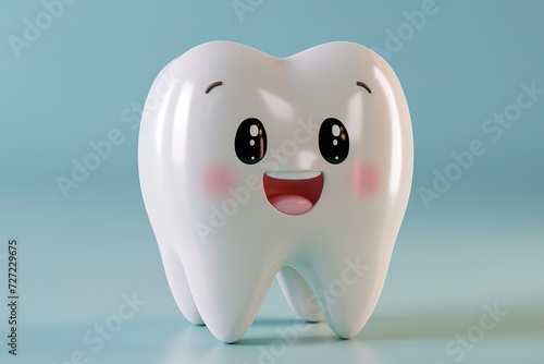 White cartoon Tooth, dental character or mascot,Oral health and dental inspection teeth, 3d rendering