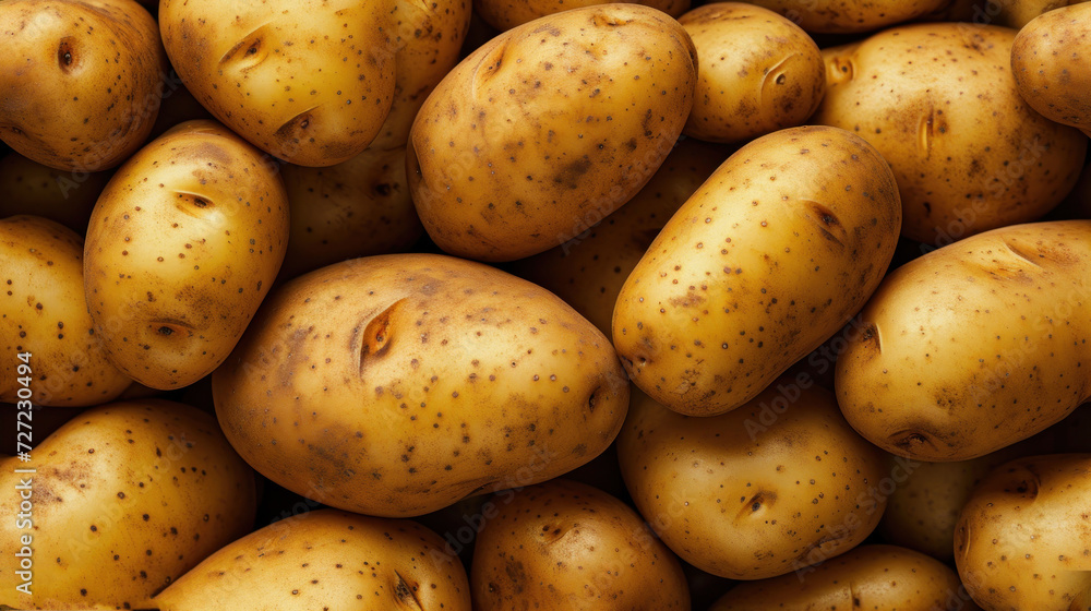 a pile of potatoes with brown spots on the top and bottom of the potatoes on the bottom and bottom of the potatoes with brown spots on the top of the potatoes. a pile of potatoes with brown spots on the top and bottom of the potatoes on the bottom and bottom of the potatoes with brown spots on the top of the potatoes.