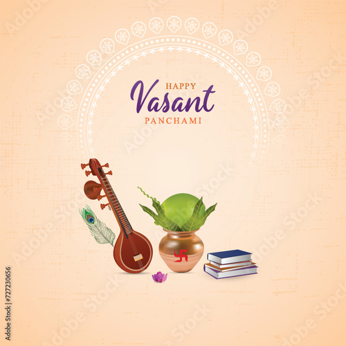 Saraswati | Puja | poster | post, Vector | Happy | Vasant | Panchami, Puja, | illustration | of. social media, flyer, Indian | festival | background | card | edit, design | 