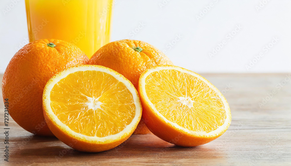 Splash of orange juice, flowing orange juice, orange, copyspace on the side Splash of orange juice, flowing orange juice, orange, copyspace on the side