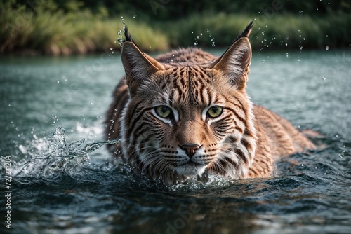 Lynx cat in water