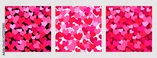 Seamless vector pattern with colorful hearts. Set of patterns for Valentine's Day.
