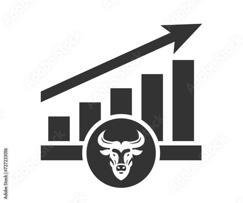 Bull run icon. Growth chart. Vector illustration