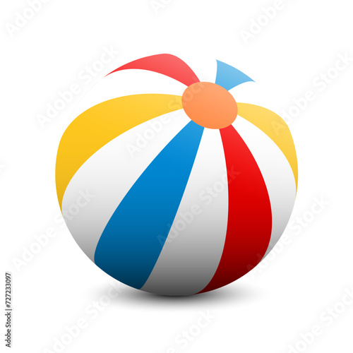 Colorful beach ball wqith shadow. Vector illustration