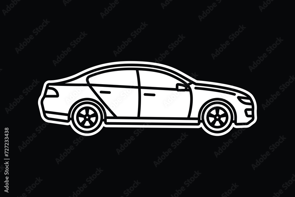 Original vector illustration. A passenger car. A contour icon.