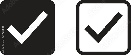 Check mark icon set in square isolated on white background . Tick icon . Accept checkmark icon vector