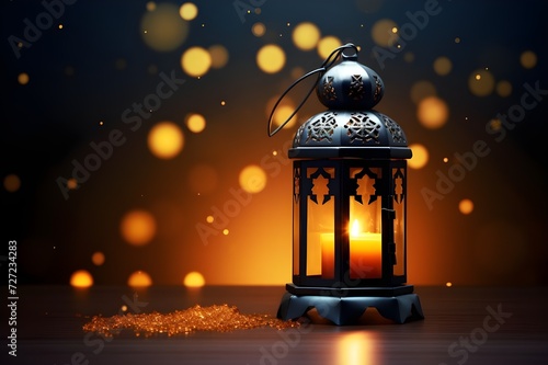 Ramadan Kareem greeting card with arabic lantern 