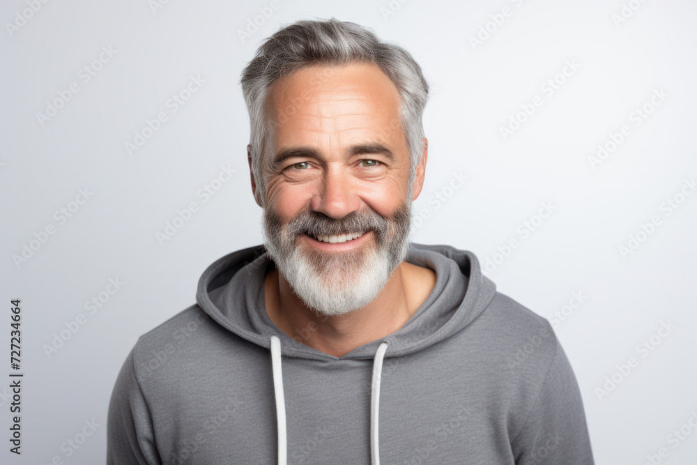 Obraz premium Confident mature man smiling in casual wear. Active aging and lifestyle.