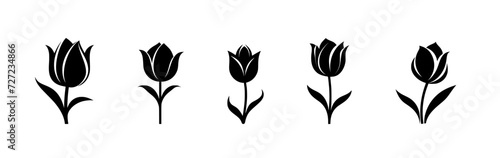 tulip flower silhouette - flat design icon