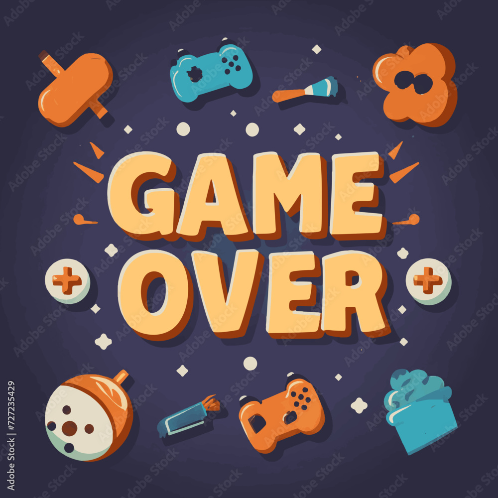 Vector game over text effect, Game Over Typography, Bold and Impactful Text Designs for Video Games.