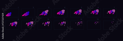 Firework burst animation. Animation of Firework. Sprite sheet for game or cartoon or animation. 2d classic animation firework effect.