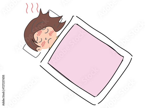 高熱で寝込む若い女性