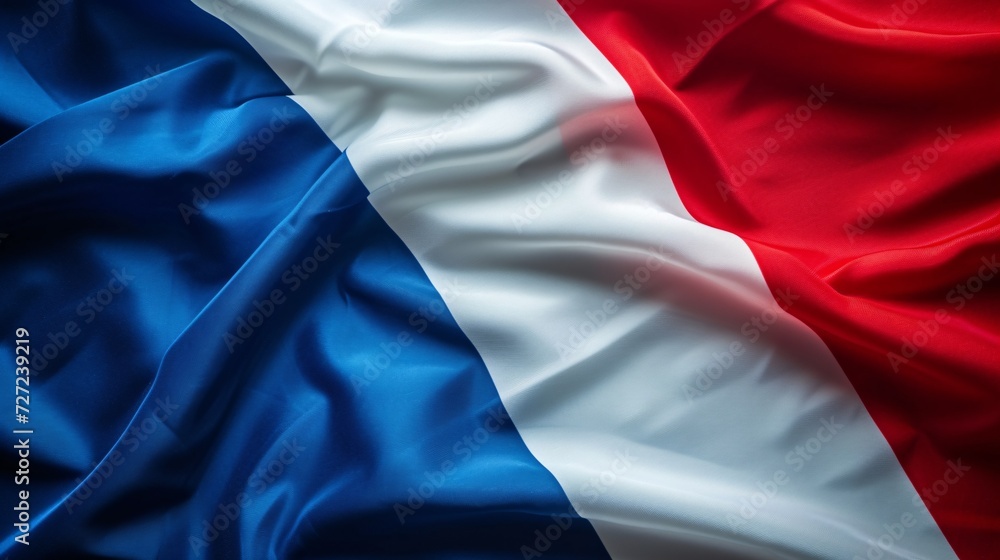 The French national flag is a tricolor with blue, white, and red vertical stripes.