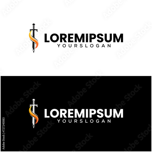 letter t sword and s logo design
