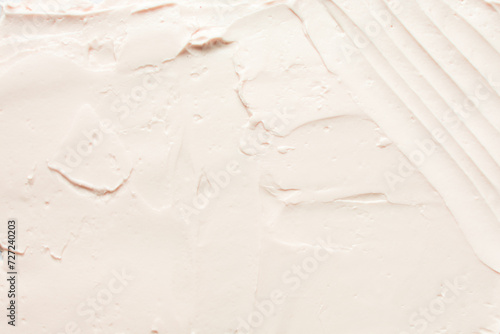 Top view of pink buttercream for decorating cake, overhead view of smooth buttercream