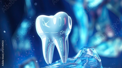 A futuristic depiction offering a detailed view of dental anatomy, showcasing advanced dental technology.