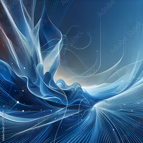AI generative wavy abstract background with smooth lines