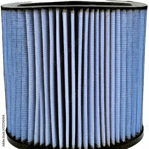 Blue Air Filter on White Background. Generative AI. photo