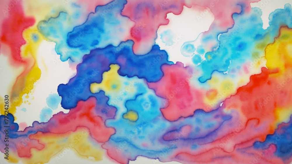Abstract image reminiscent of colored nebulae created by mixing watercolor paints