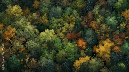 The top down view of the forest 