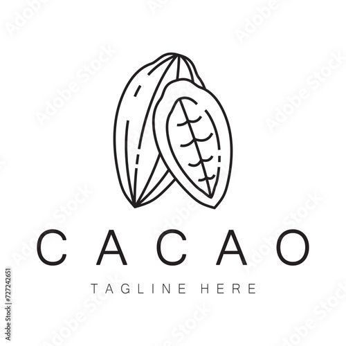 cocoa logo,cocoa bean,cocoa tree,cocoa branches and leaves,chocolate mix on white background,vintage,modern,simple,minimalist icon illustration template design vector
