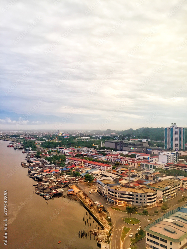 Panoramic view of Miri cityscape