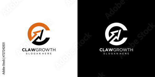 Finance logo with C letter concept. Marketing And Financial Business Logo. C Financial Logo Template with Marketing Growth Arrow