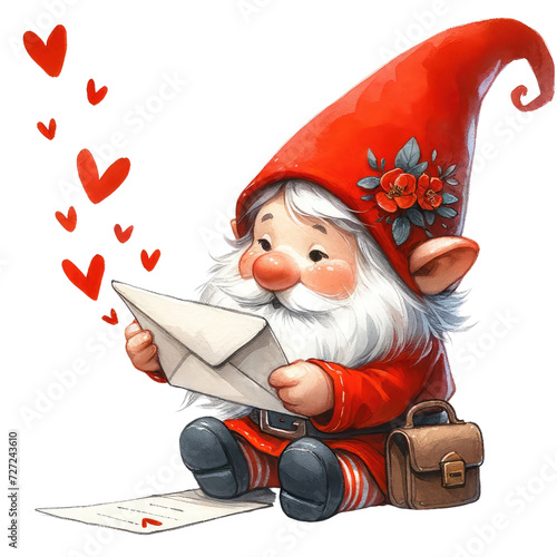 Gnome Valentine Clipart | Cute Romantic Illustrations for Love ProjectsCharming Gnome Couple Clipart on a white isolated background.	 photo