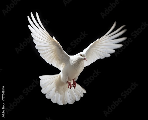 white dove flying on background black  © Alexei
