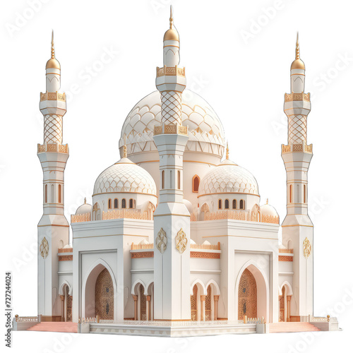 Ramadan Kareem: Isolated Mosque on Transparent White Surface