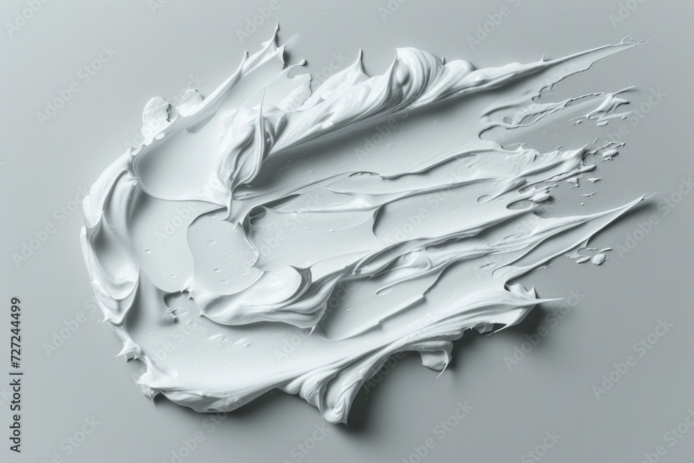 Cosmetic smudge face or hair mask or cleansing foam kaolin clay swatch on gray background Cosmetic smudge face or hair mask or cleansing foam kaolin clay swatch on gray background