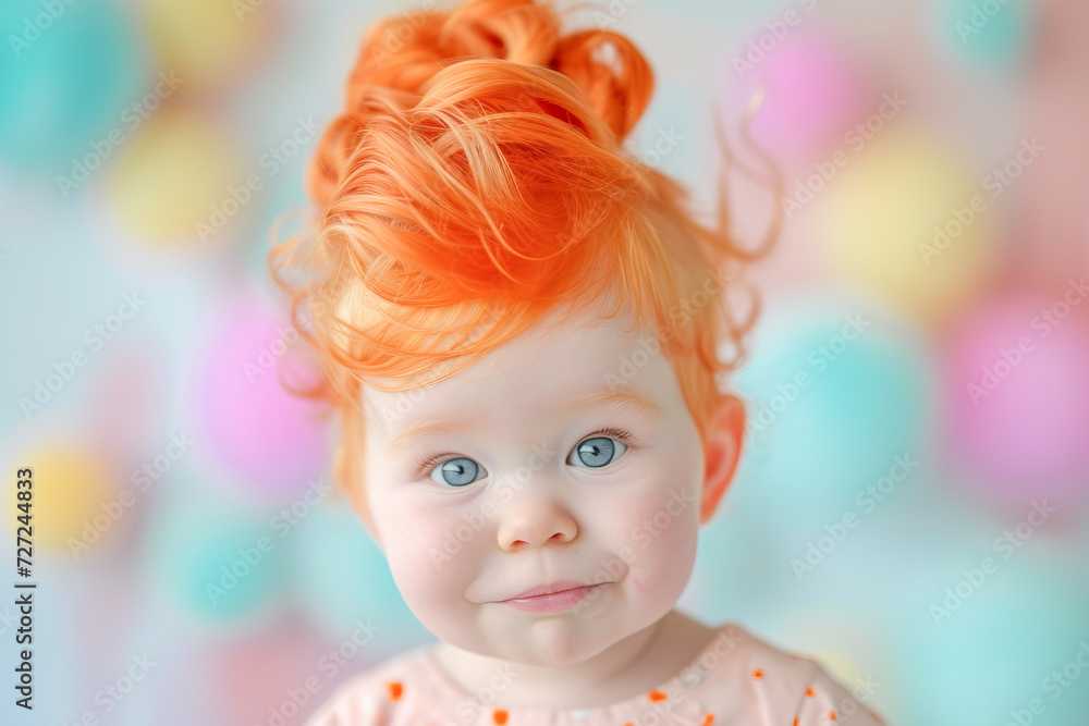 Fototapeta premium Baby with modern colorful hairstyle