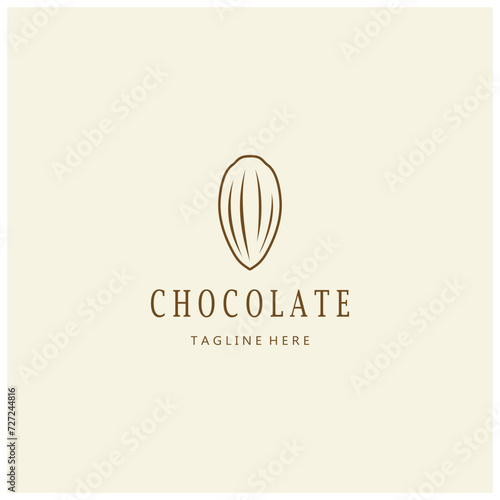 cocoa logo,cocoa bean,cocoa tree,cocoa branches and leaves,chocolate mix on white background,vintage,modern,simple,minimalist icon illustration template design vector