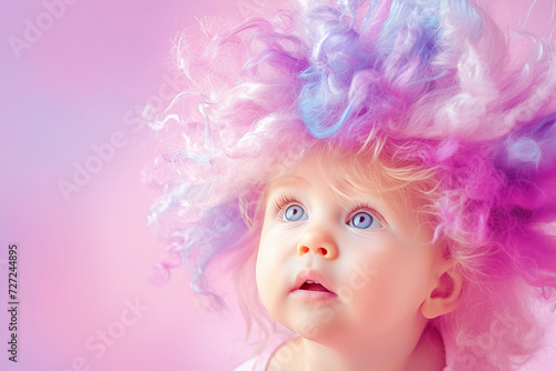 Baby with modern colorful hairstyle, 