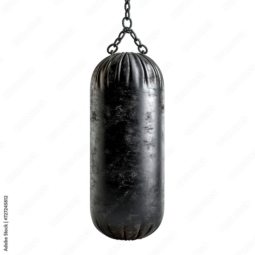 punching bag isolated on transparent background ,boxing training target ,generative ai