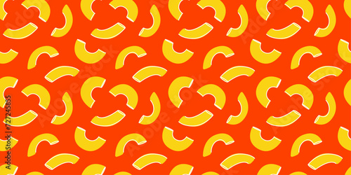 Italian pasta on red background. Horizontal seamless pattern. Modern prints for menu design, cookbooks, fabric, etc.