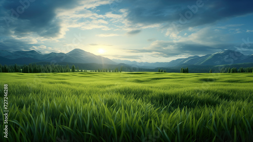 wide grass field at sunset  wallpaper artwork