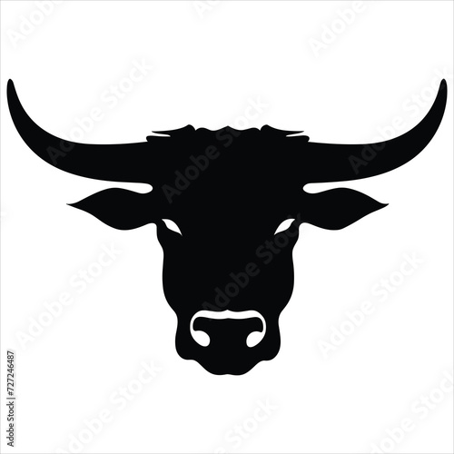 Simple bull logo black and white vector illustration