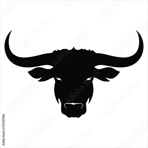 Simple bull logo black and white vector illustration