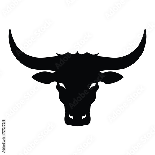 Simple bull logo black and white vector illustration