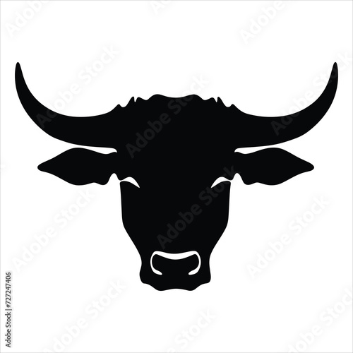 Simple bull logo black and white vector illustration
